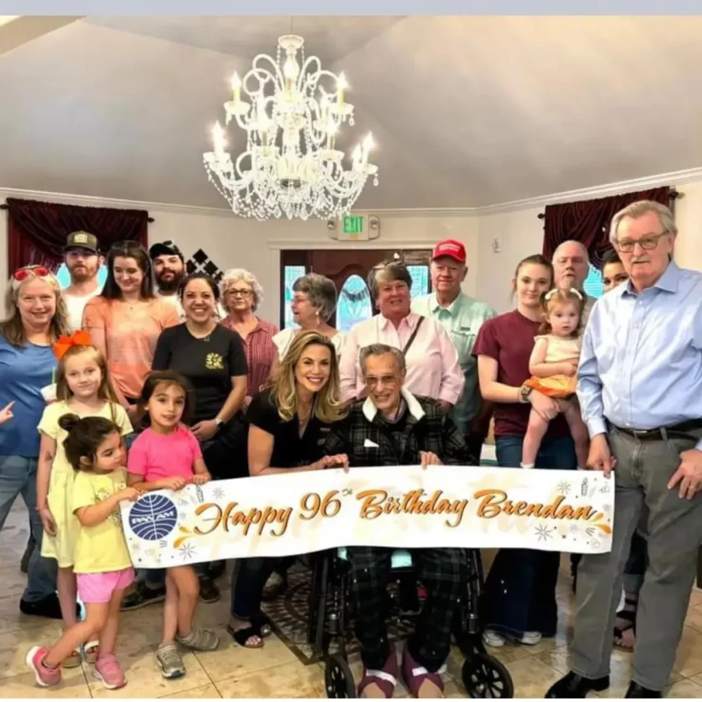 Our resident Mr. Love 96th birthday party with family and friends at Olimpia’s Senior Care